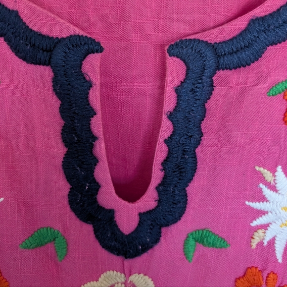 Frances Valentine Floral Cotton Embroidered Maxi Caftan Womens Size 20 Colorful - Picture 6 of 12